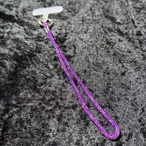 Rhinestone Phone Lanyard Keychain Bag Charm Purple